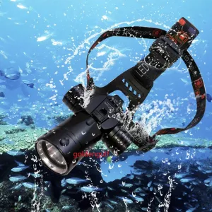 Rechargeable Aluminum Waterproof Diving Swimming Hiking Camping Hunting Fishing Headlamp Underwater 1800 Lumen Safety Head Light Flashlight