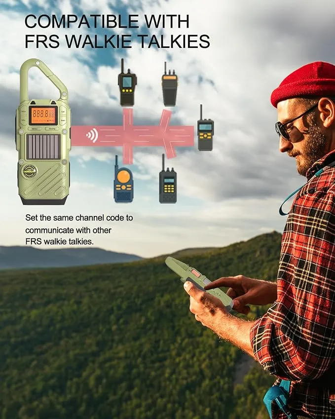 Rechargeable Emergency Radios Walkie Talkies for Adults with FM/NOAA, Weather Alerts, LED Flashlight, and Solar Hand Crank - Long Range 2 Way Radios with USB Charging and SOS Alarm