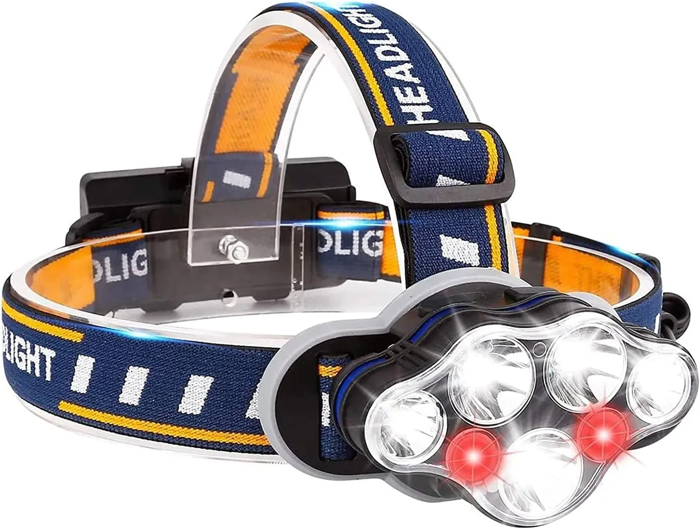 Rechargeable Headlamp, 8 LED High Lumen Headlamp Flashlight 8 Modes with White Red Lights, 18650 USB Rechargeable Waterproof Headlight Flashlight for Camping, Hiking, Cycling, Outdoors