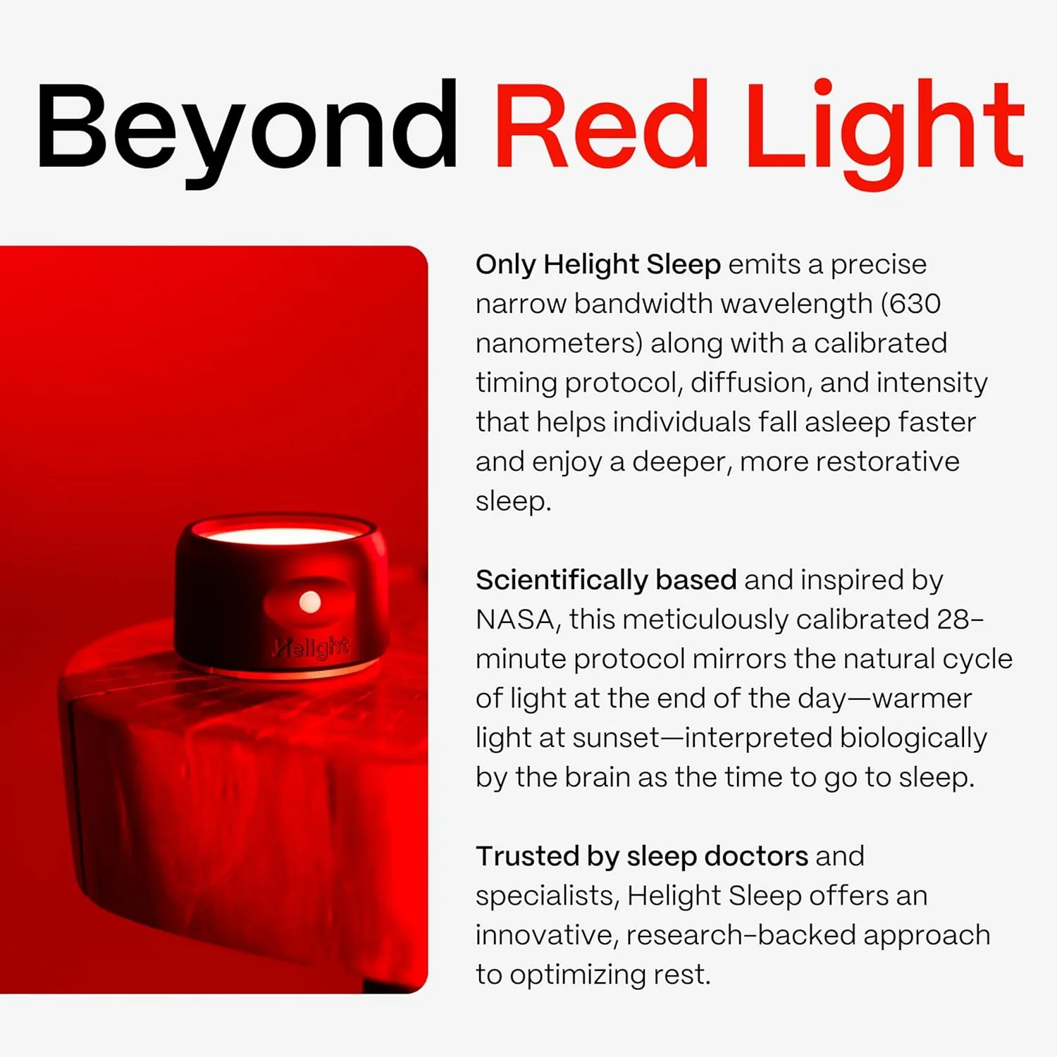 Red Light Therapy Sleep Device – 630nm Pure Red Light Lamp Sleep Aid to Support Deep Relaxation – Rest Lamp Backed by Science for Adults & Kids Bedrooms