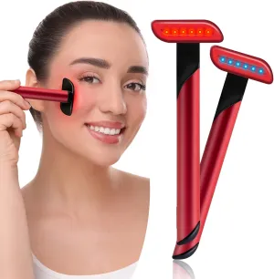 Red Light Therapy Wand for Face: 5-in-1 LED Light Therapy Skincare Wand for Rejuvenation - Face-Massager for Anti-Aging and Wrinkle Reduction -Red & Blue Beauty Device for Eyes, Neck & Face
