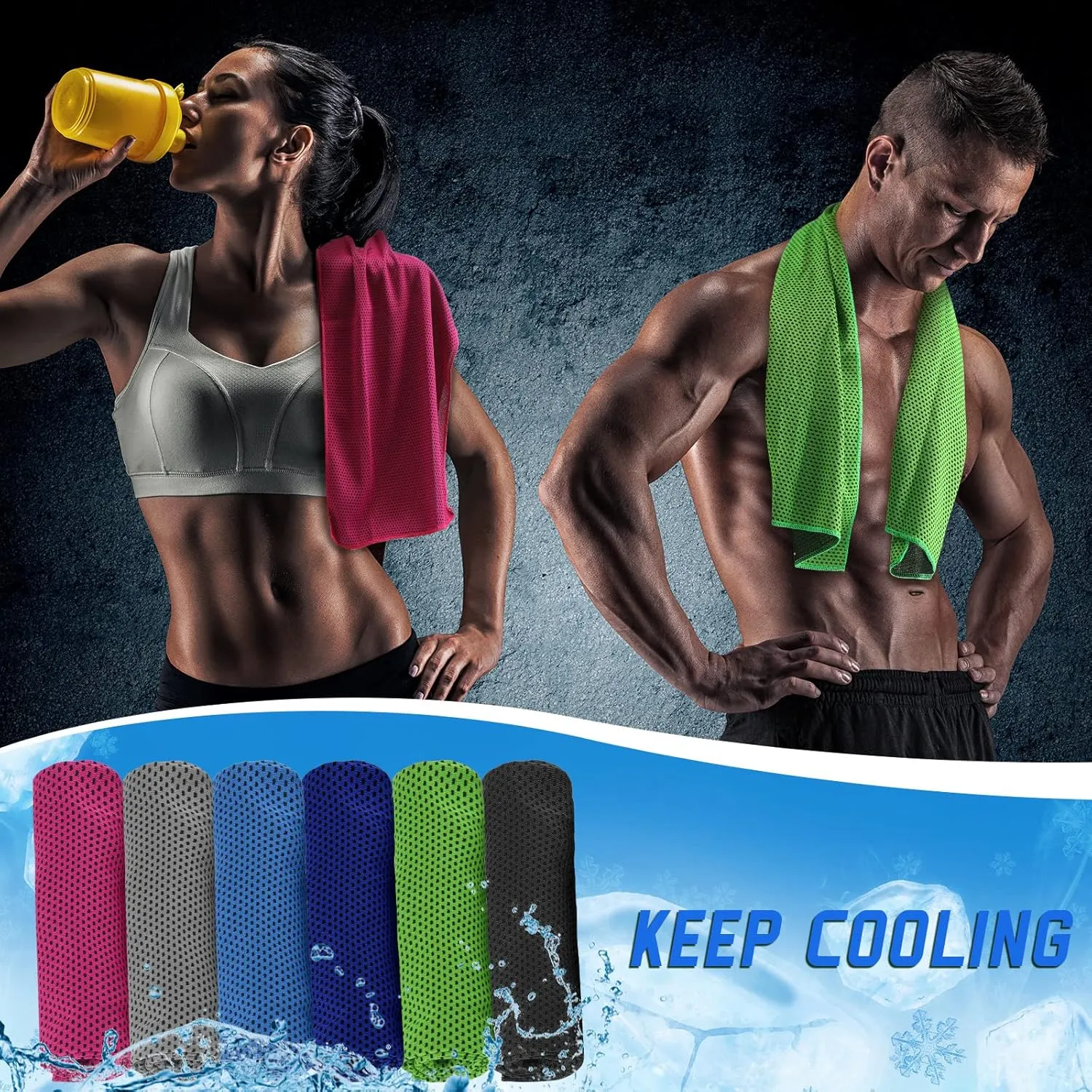 Redbaker 120 Pcs Cooling Towel Bulk for Neck and Face, Cool Cold Quick Dry Chilly Towel, Microfiber Ice Towel for Hot Weather Yoga Sports Golf Running Fitness Workout
