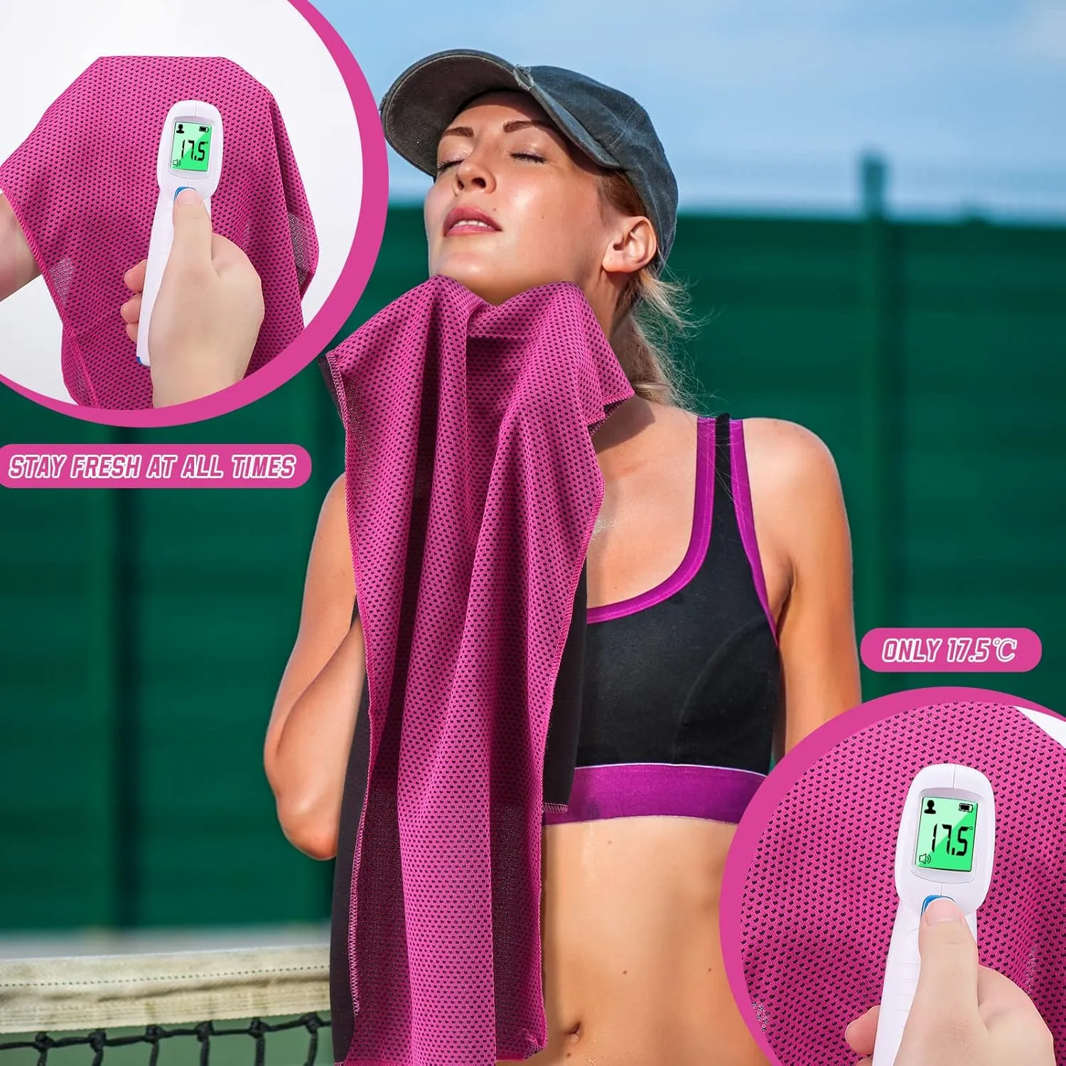Redbaker 120 Pcs Cooling Towel Bulk for Neck and Face, Cool Cold Quick Dry Chilly Towel, Microfiber Ice Towel for Hot Weather Yoga Sports Golf Running Fitness Workout