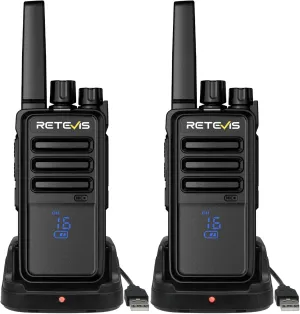 Retevis RT68H Walkie Talkies for Adults,2 Way Radio Long Range, Intuitive,Channel,Power Display,VOX Hands Free,Keylock,Rugged Two Way Radios with USB Charging Base,for Trip Camping Hiking (2 Pack)