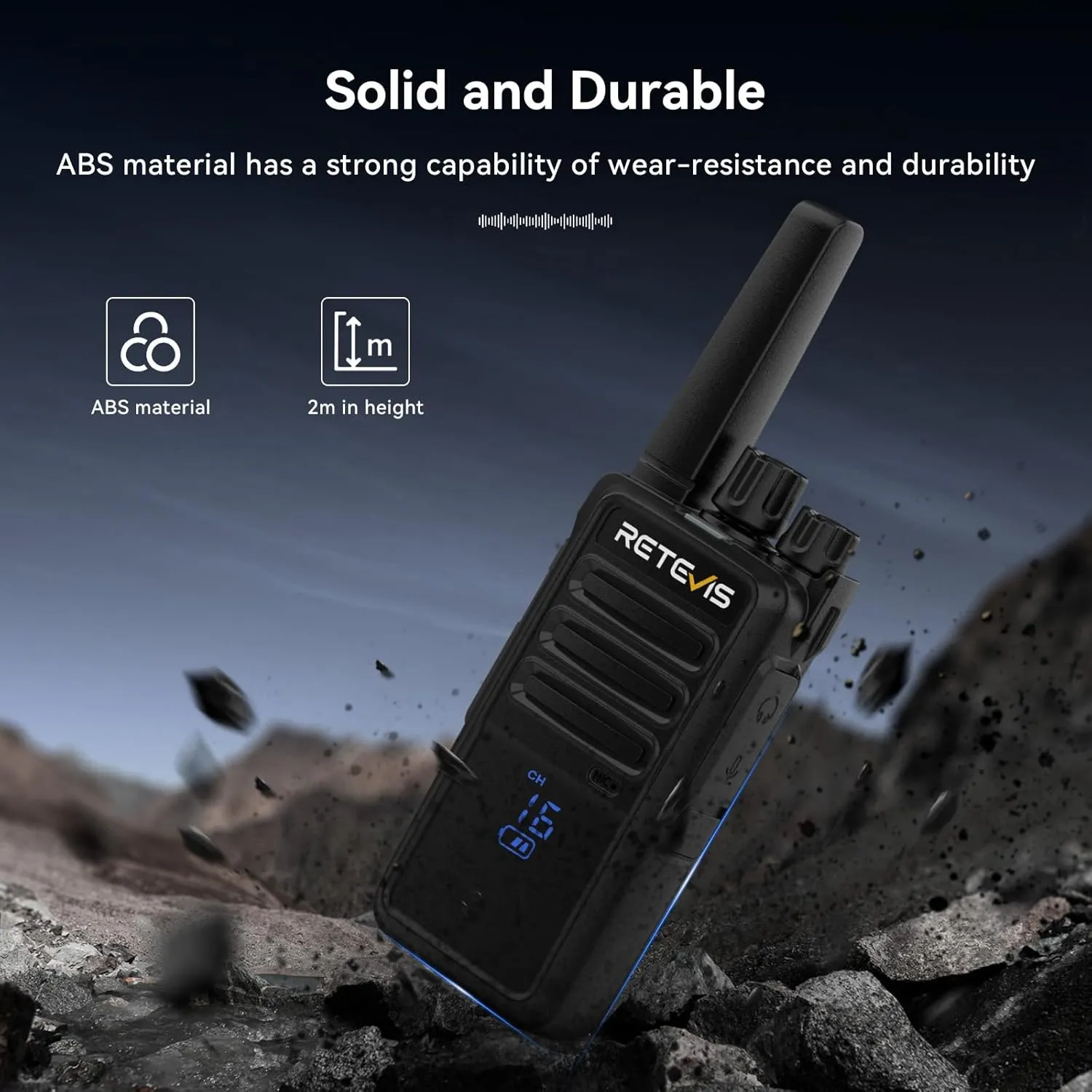Retevis RT68H Walkie Talkies for Adults,2 Way Radio Long Range, Intuitive,Channel,Power Display,VOX Hands Free,Keylock,Rugged Two Way Radios with USB Charging Base,for Trip Camping Hiking (2 Pack)