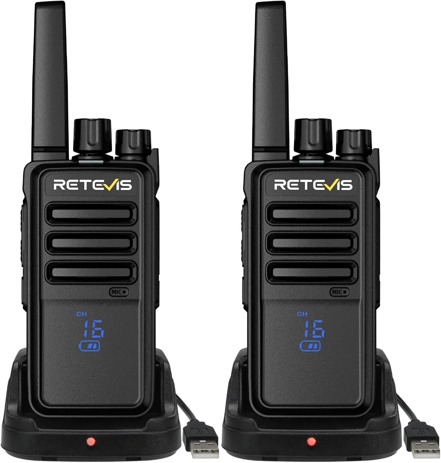 Retevis RT68H Walkie Talkies for Adults,2 Way Radio Long Range, Intuitive,Channel,Power Display,VOX Hands Free,Keylock,Rugged Two Way Radios with USB Charging Base,for Trip Camping Hiking (2 Pack)