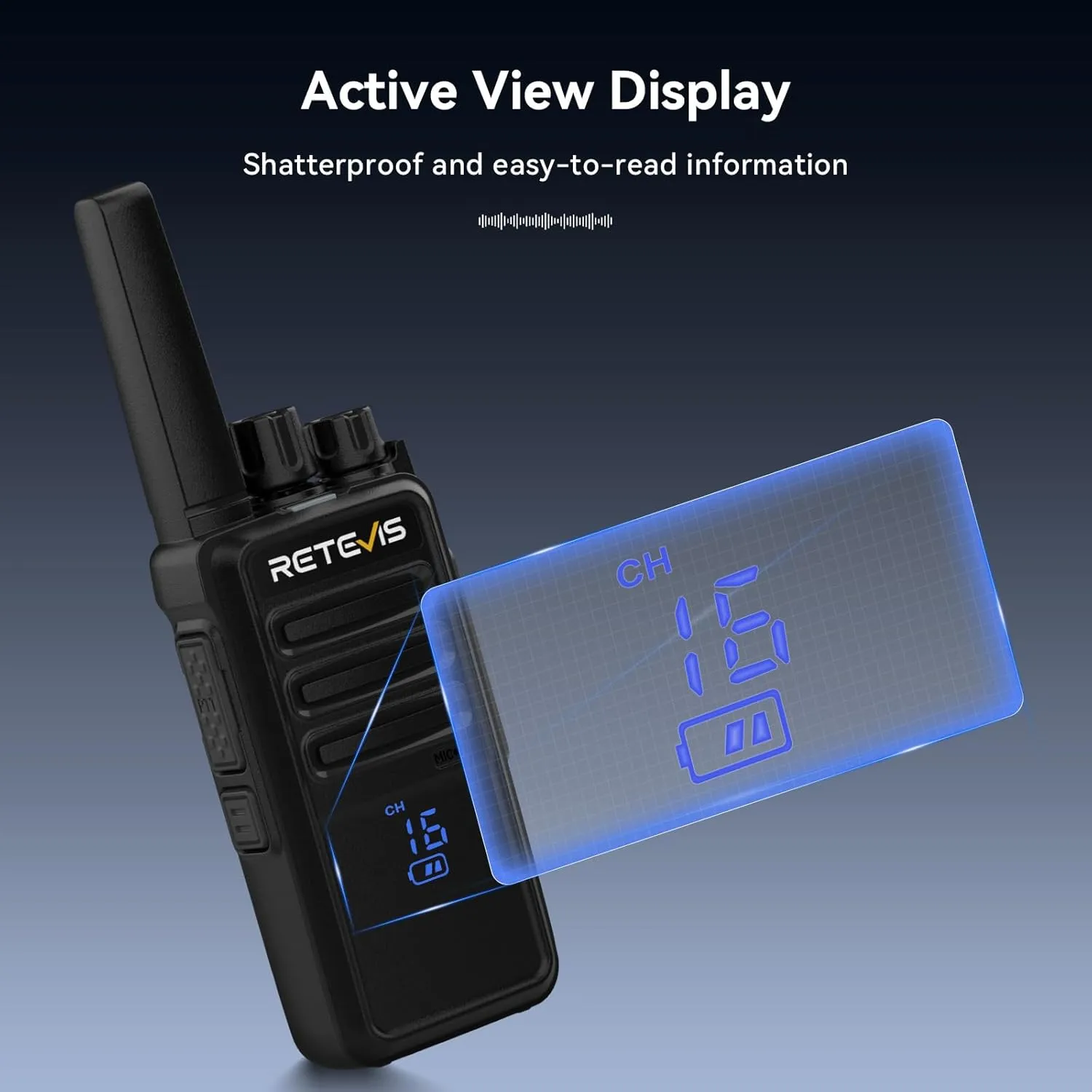 Retevis RT68H Walkie Talkies for Adults,2 Way Radio Long Range, Intuitive,Channel,Power Display,VOX Hands Free,Keylock,Rugged Two Way Radios with USB Charging Base,for Trip Camping Hiking (2 Pack)
