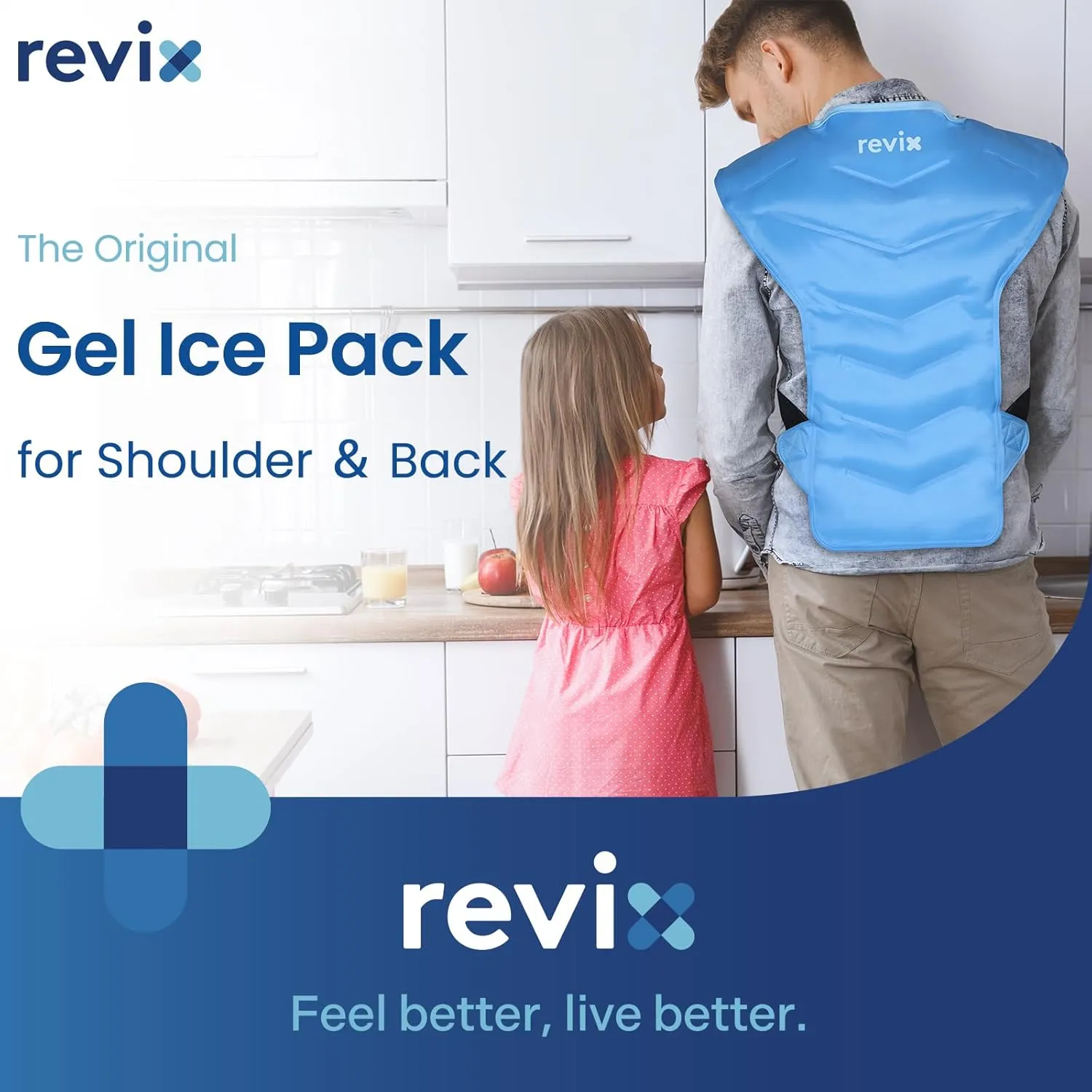 REVIX Large Ice Pack for Shoulder and Back with Straps, Reusable Full Back Ice Pack Wrap Cold Compression Therapy for Discomfort and Fatigue Relief, Post-Workout Recovery