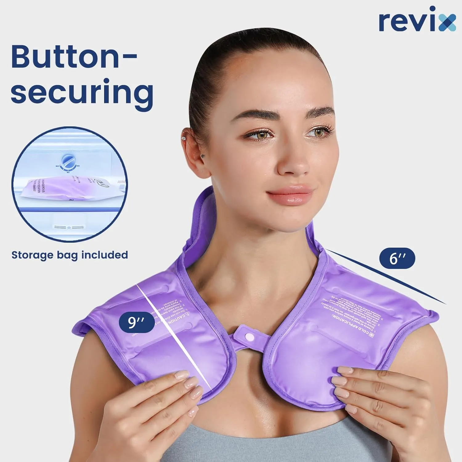 REVIX Shoulder Ice Pack Reusable Large Neck Shoulder Ice Pack Wrap for Upper Back Tiredness, Soothing Discomfort and Fatigue, Purple