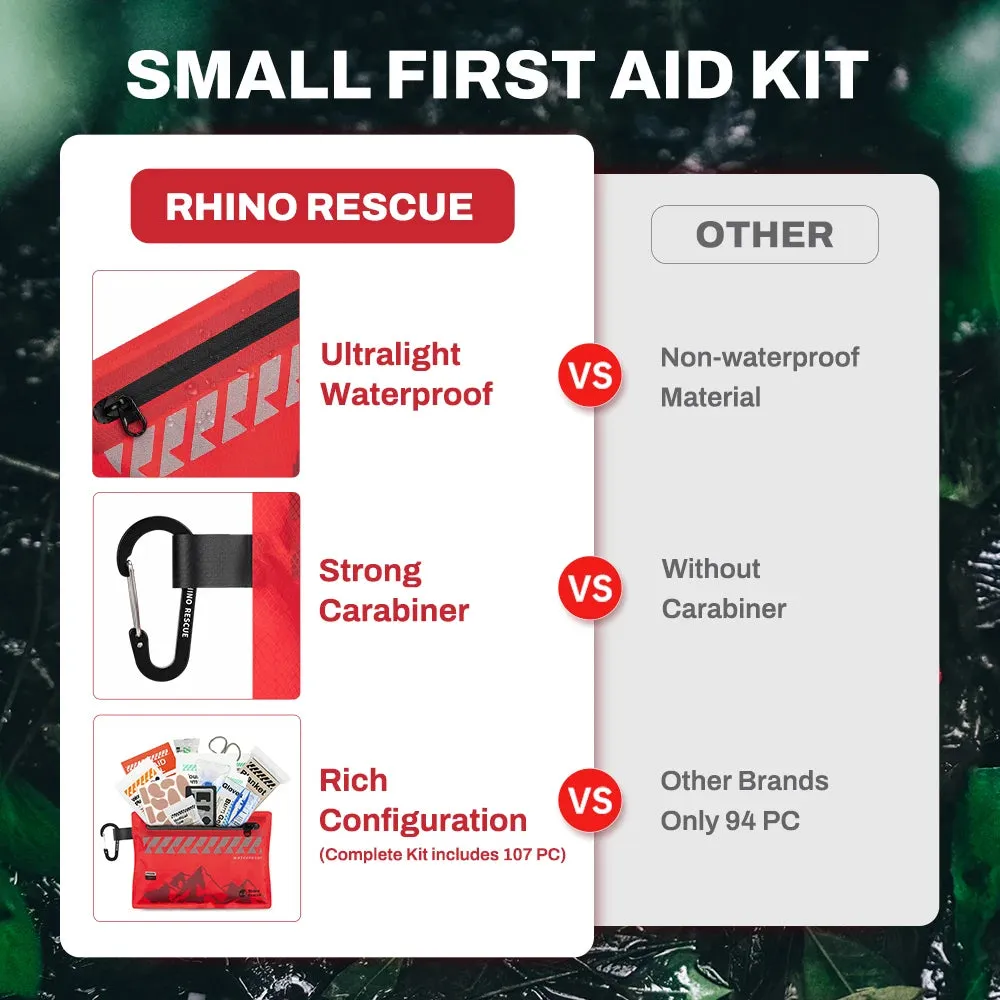 RHINO RESCUE Small First Aid Kit – Ultralight Waterproof Medical Kit for Travel & Outdoor Use