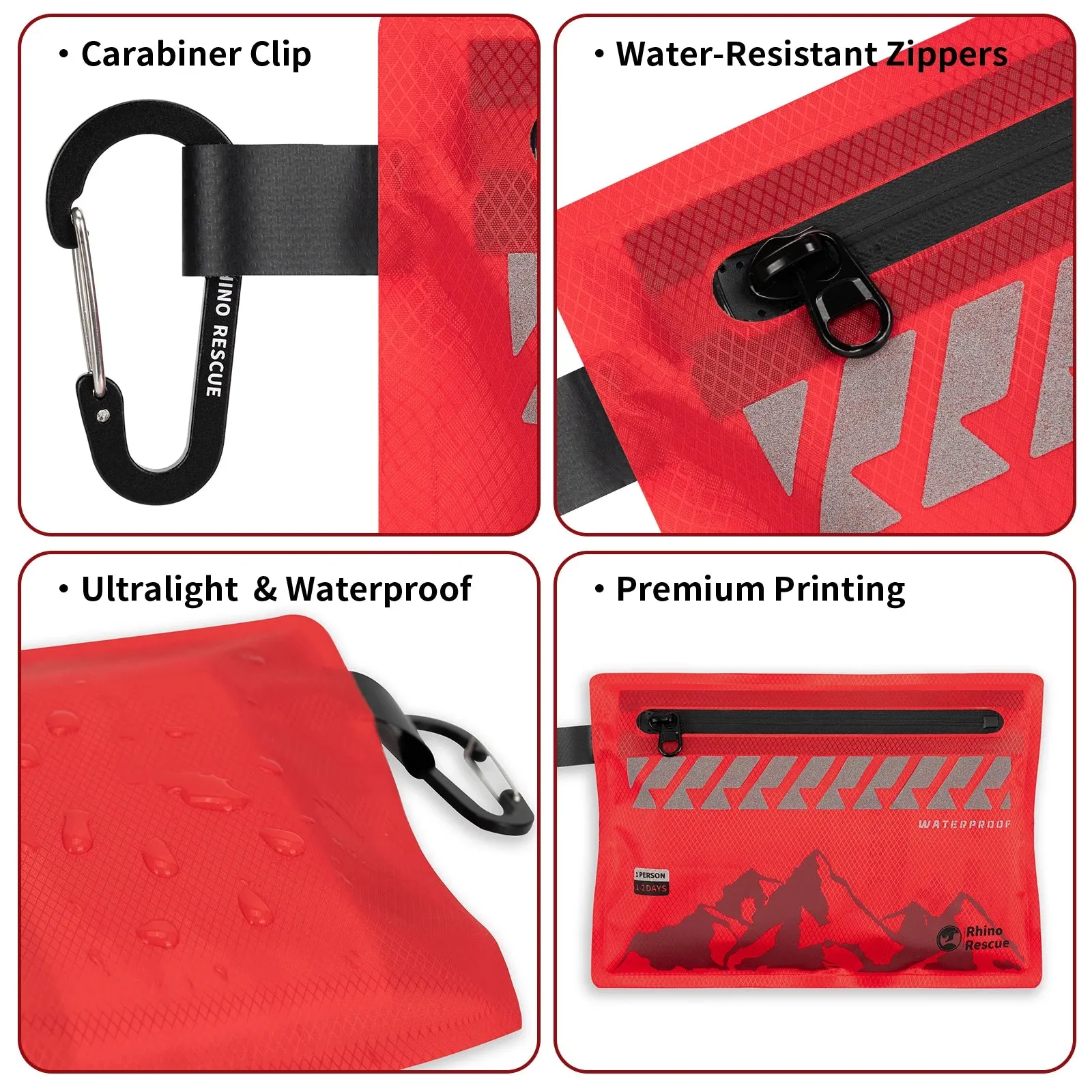 RHINO RESCUE Small First Aid Kit – Ultralight Waterproof Medical Kit for Travel & Outdoor Use