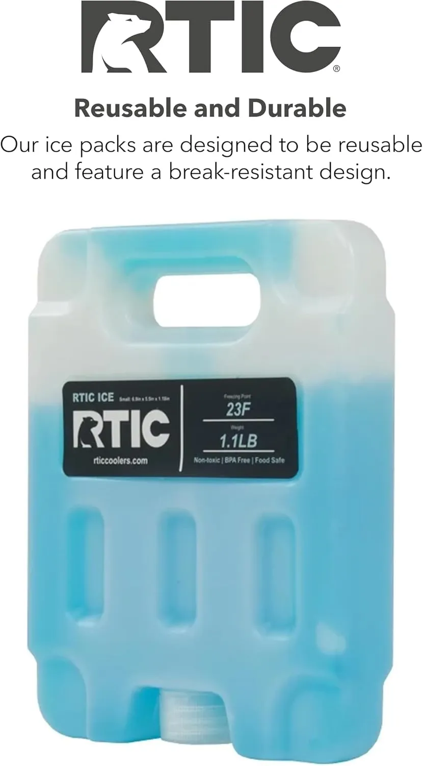 RTIC Refreezable Reusable Cooler Ice Packs Cold Ice Chest Pack Long-Lasting Break-Resistant for Food, Drink, Travel and Storage, 2 Pack