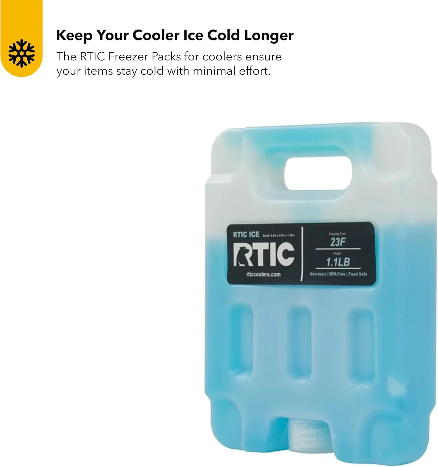 RTIC Refreezable Reusable Cooler Ice Packs Cold Ice Chest Pack Long-Lasting Break-Resistant for Food, Drink, Travel and Storage, 2 Pack