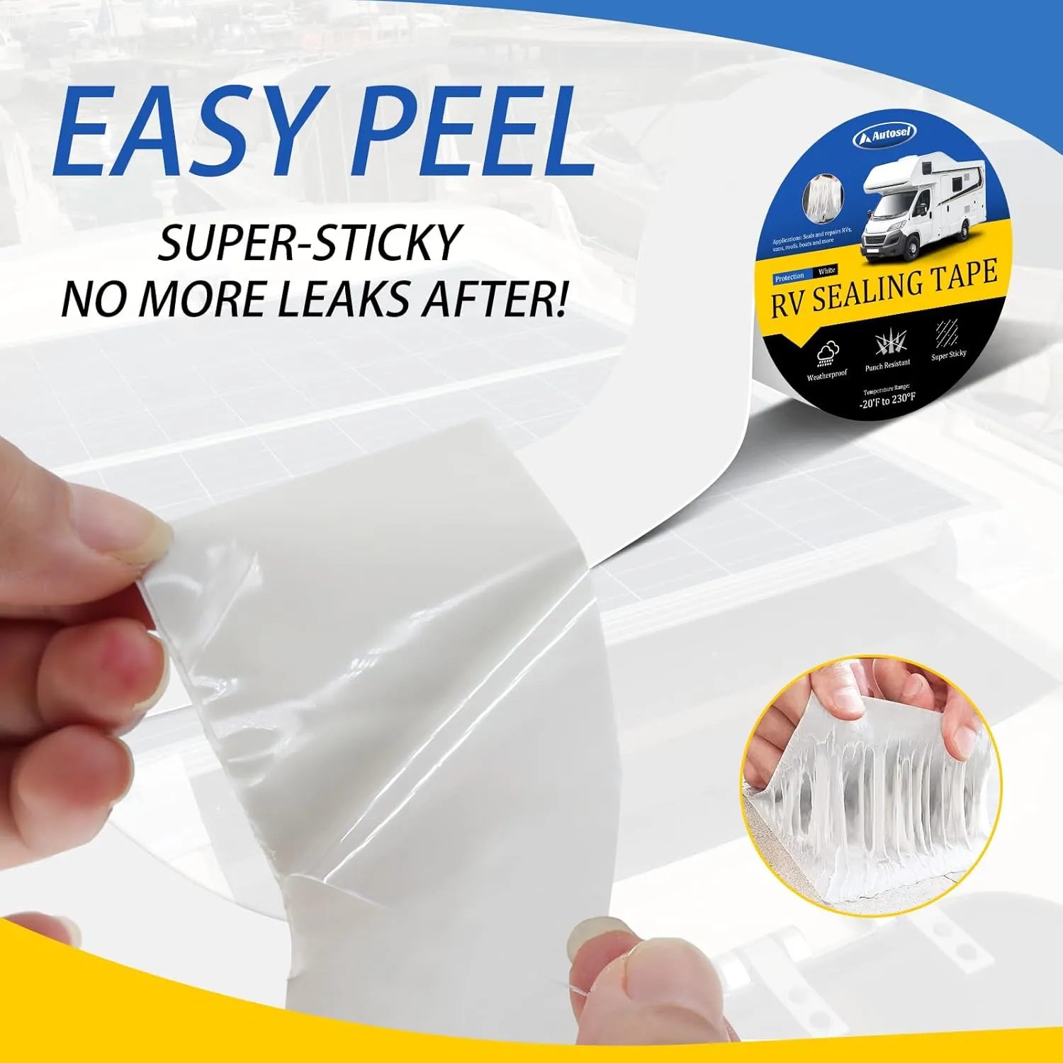 RV Roof Tape White, RV Sealant Tape 4" x 50', Flex Seal Waterproof Tape, RV Tape, Roof Repair Tape for Camper Leaks, RVs, Windows, Boat Sealing, Trucks(2 Rolls)