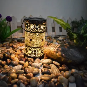 Rynx | Solar Retro Iron Lantern Hollow Outdoor Decorative Camping Landscape Light