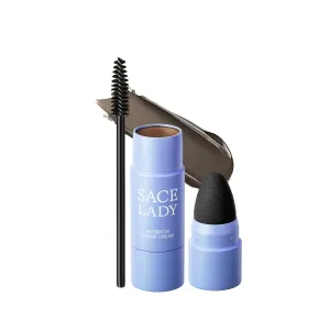 SACE LADY Eyebrow Stamp Kit, Brow Stencil Easy to Use & Natural Looking, Pigmented Long Lasting Eye Brow Cream with Brush and 10 Reusable Eye Stencils, 0.07Oz (#01 Light Brown)