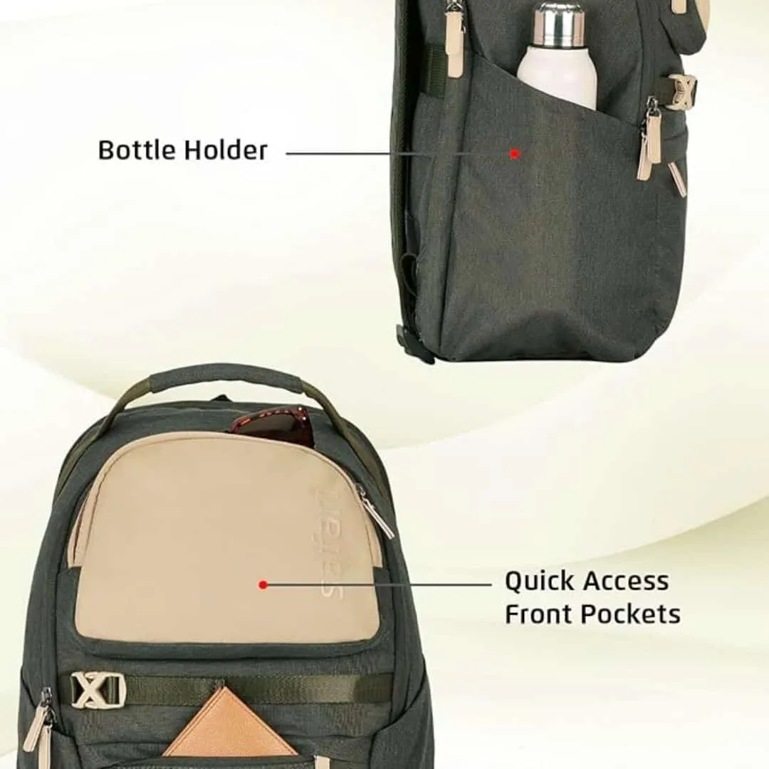 Safari Dart 2 24L College backpack, 2 compartments, 17" laptop compatible, college backpack bags for women and men, travel bag, Ideal for Students, Color - Olive