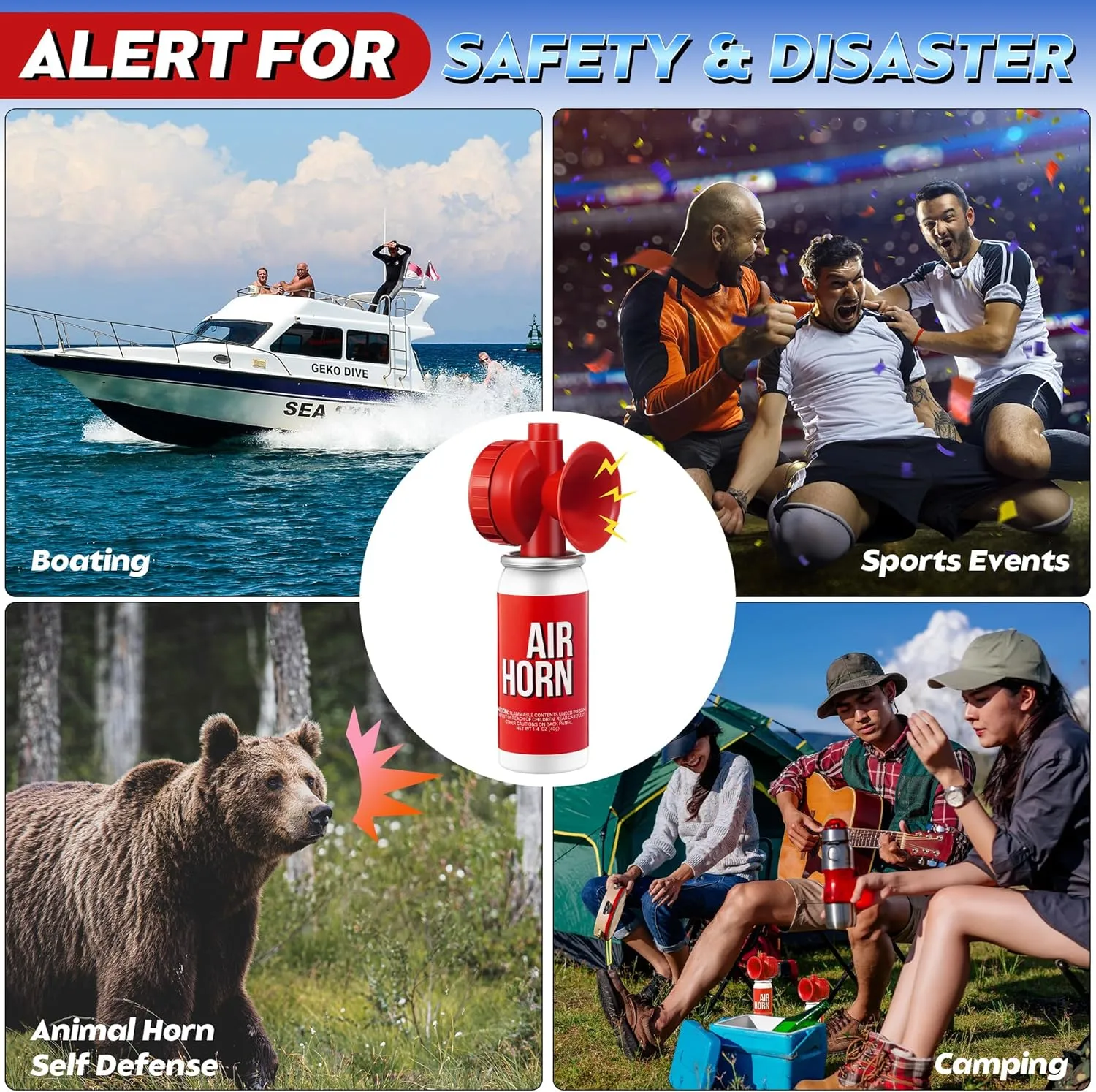 Saillong 1.4oz Boat Air Horn for Safety, Loud Marine Air Horns Can, Mini Small Blow Fog Bear Horn, Emergency Use for Sporting Events, Boat, Animal Alarm