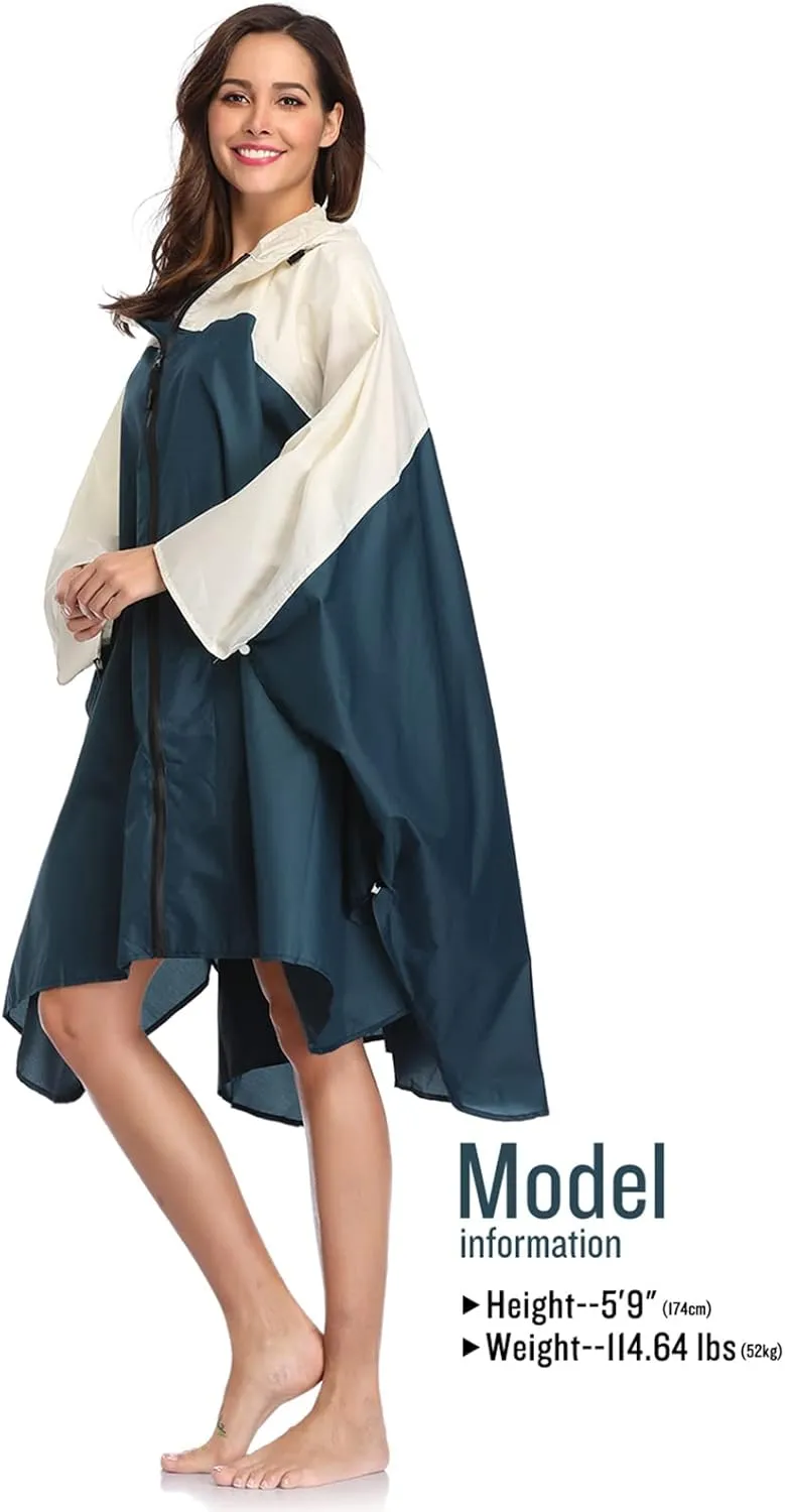 SaphiRose Unisex Rain Poncho Hooded Waterproof Raincoat for Adults Women