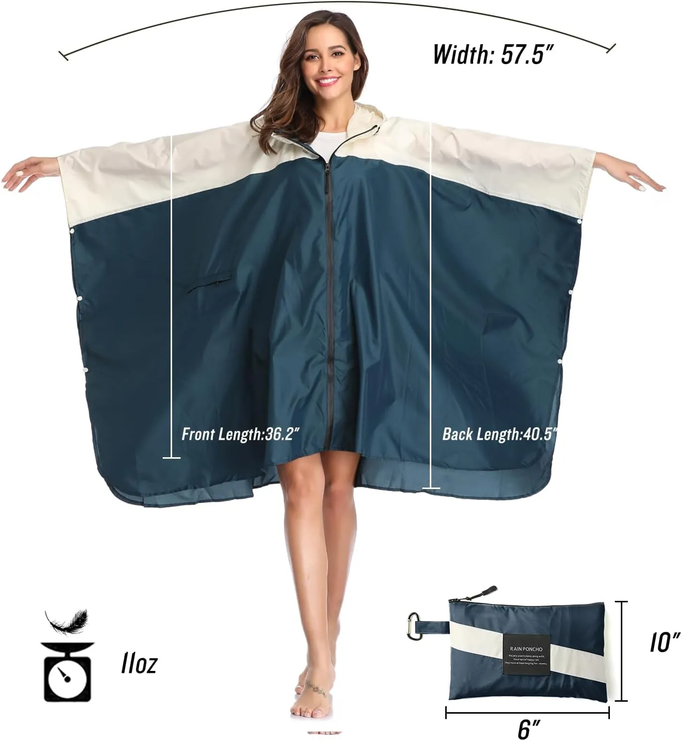 SaphiRose Unisex Rain Poncho Hooded Waterproof Raincoat for Adults Women