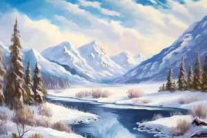 Scenery Diamond Painting Kit for Adults - Snow Mountain Scenery 5D DIY Diamond Art Kit Scenery - Suitable for Home Wall Decoration and Gifts (16x20inch)
