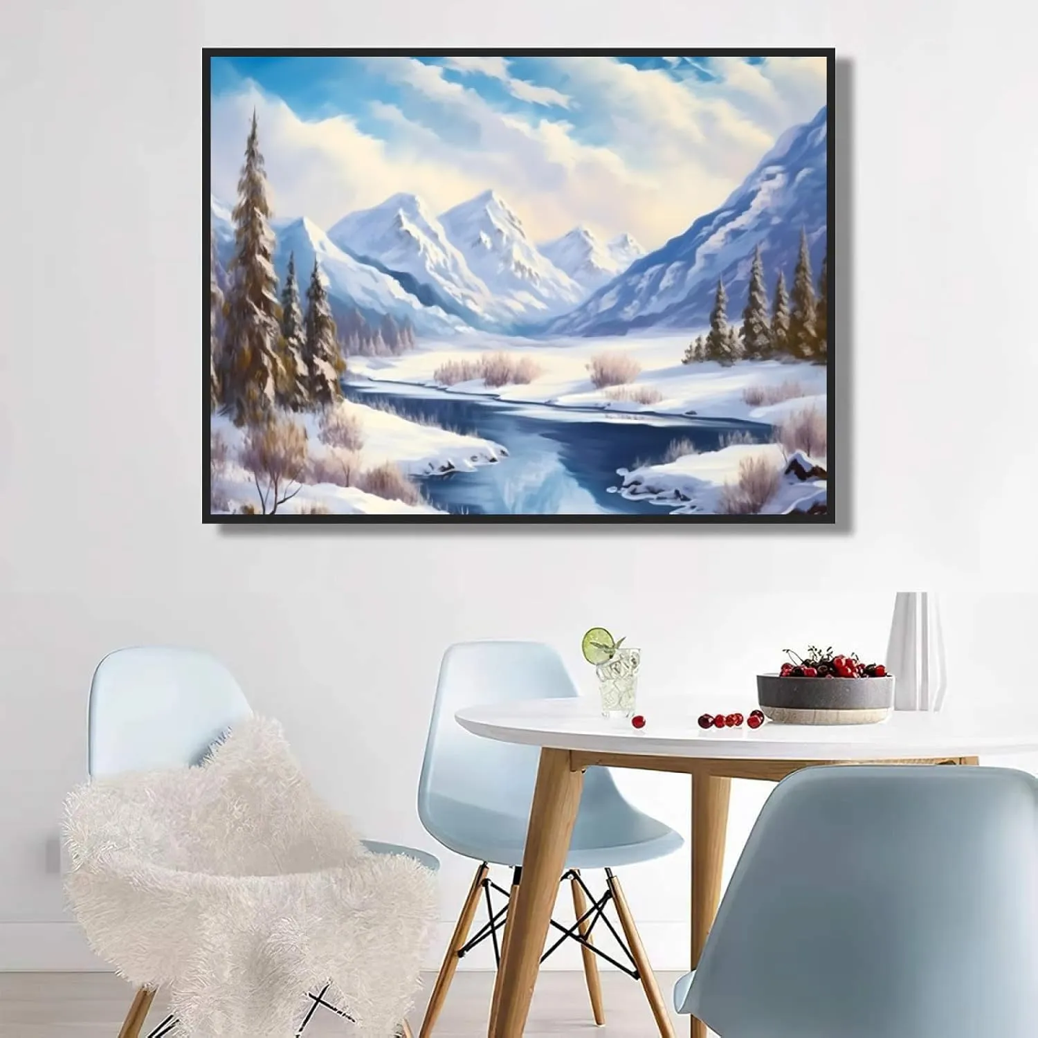 Scenery Diamond Painting Kit for Adults - Snow Mountain Scenery 5D DIY Diamond Art Kit Scenery - Suitable for Home Wall Decoration and Gifts (16x20inch)