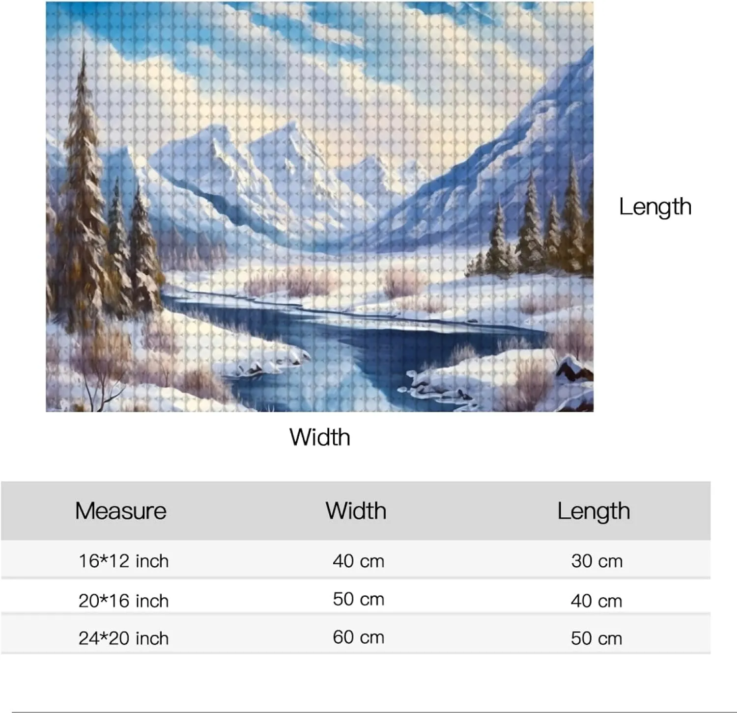 Scenery Diamond Painting Kit for Adults - Snow Mountain Scenery 5D DIY Diamond Art Kit Scenery - Suitable for Home Wall Decoration and Gifts (16x20inch)