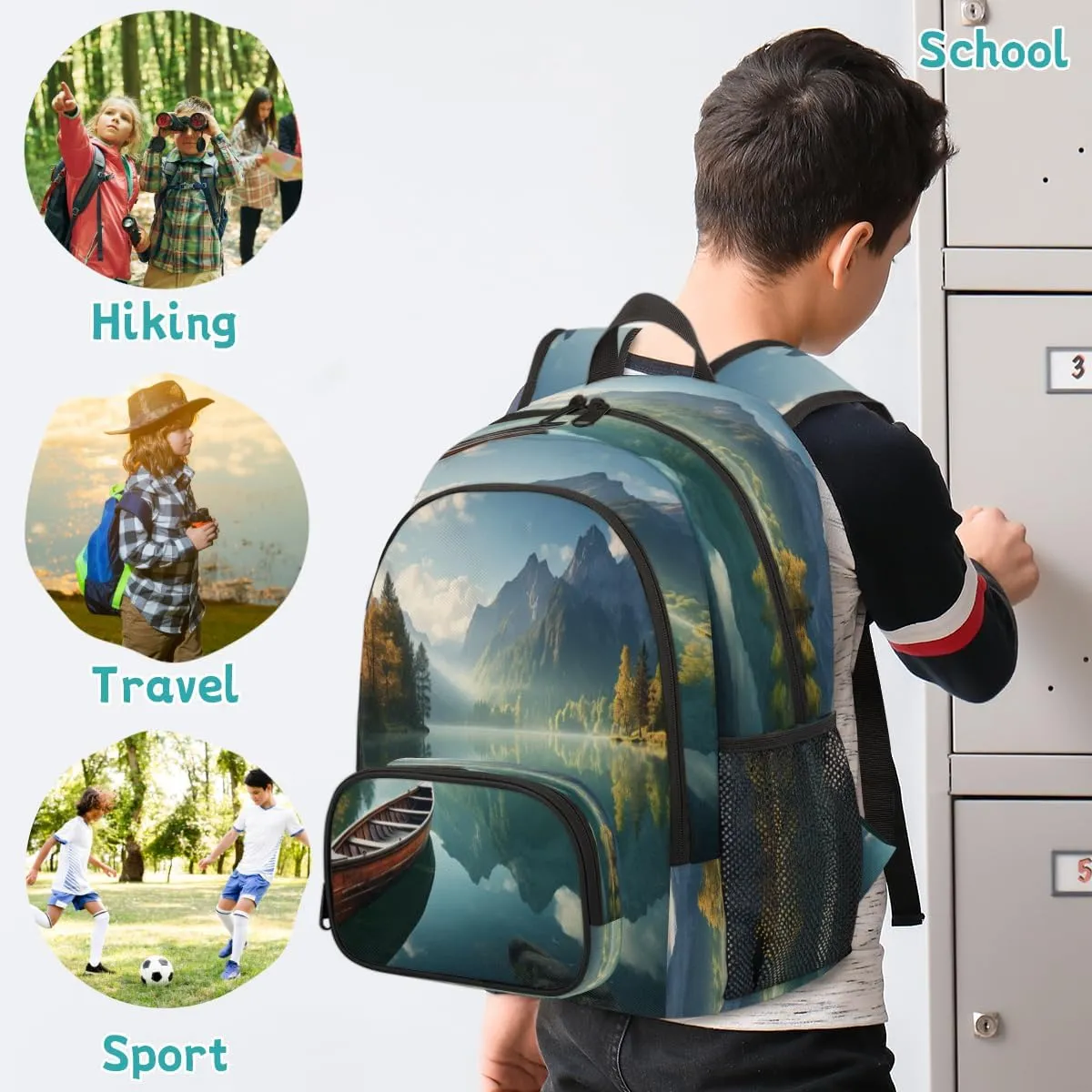 Scenic Lake Laptop Backpack for Women Men, 18.3 Inch Travel Work Backpacks, Landscape Mountain Waterproof Computer Casual Daypack Nurse Teacher Bags