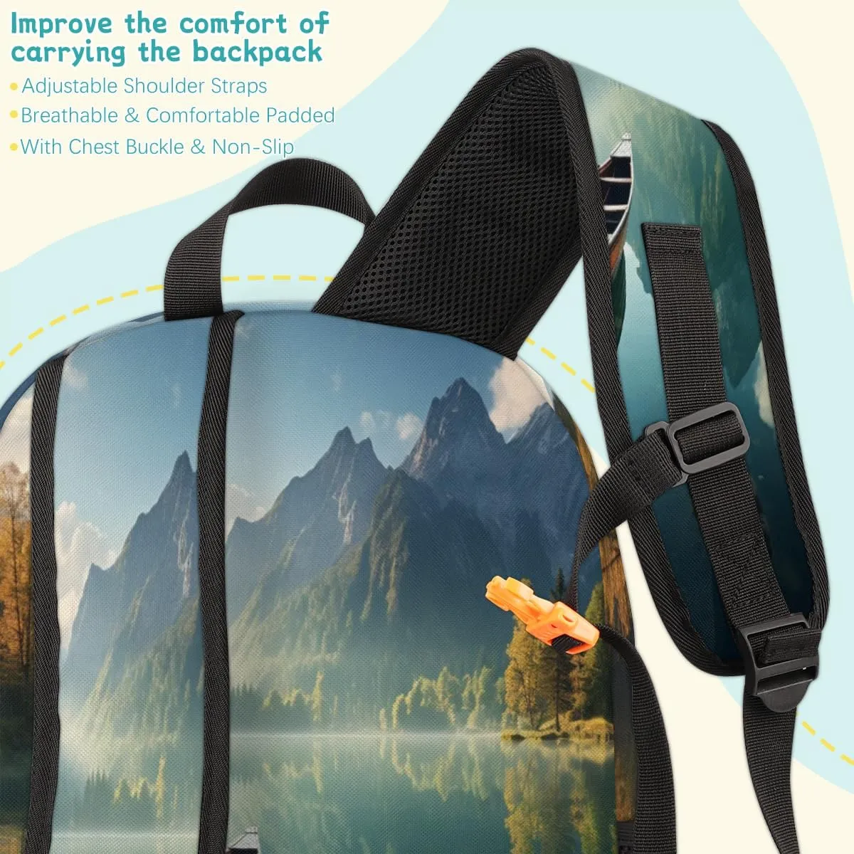Scenic Lake Laptop Backpack for Women Men, 18.3 Inch Travel Work Backpacks, Landscape Mountain Waterproof Computer Casual Daypack Nurse Teacher Bags