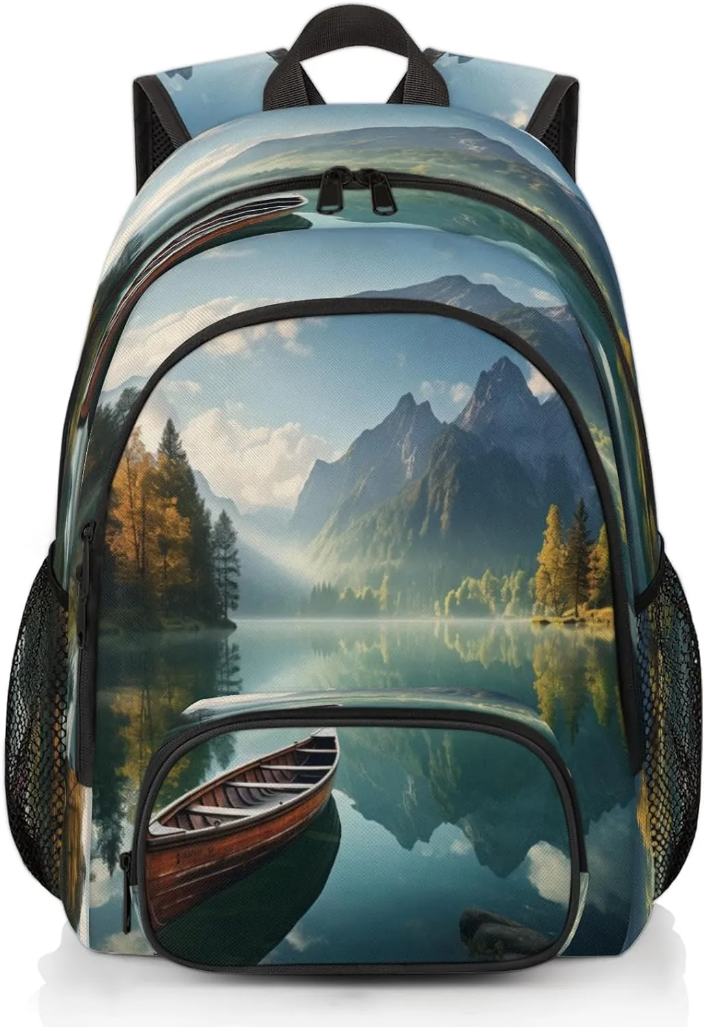 Scenic Lake Laptop Backpack for Women Men, 18.3 Inch Travel Work Backpacks, Landscape Mountain Waterproof Computer Casual Daypack Nurse Teacher Bags