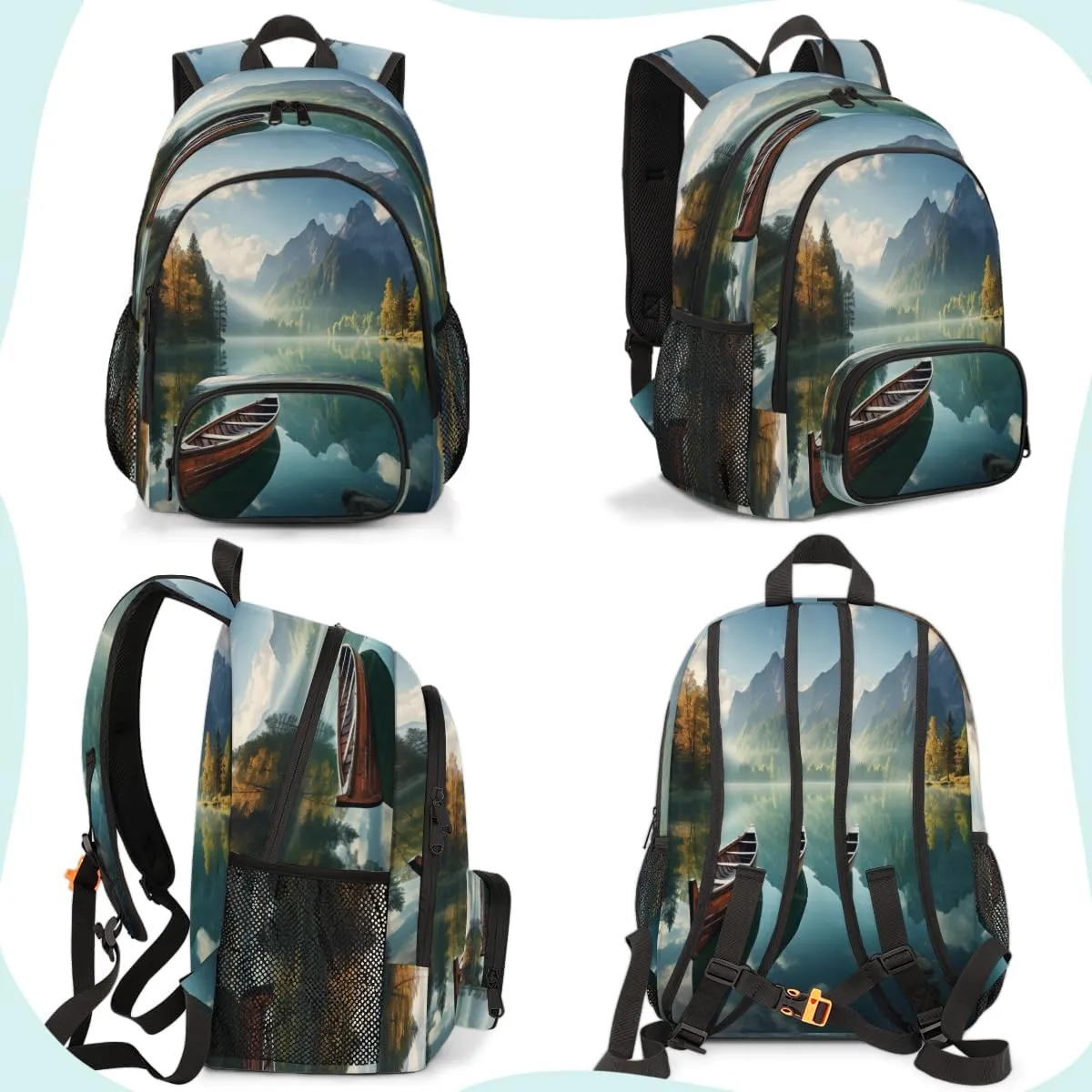 Scenic Lake Laptop Backpack for Women Men, 18.3 Inch Travel Work Backpacks, Landscape Mountain Waterproof Computer Casual Daypack Nurse Teacher Bags