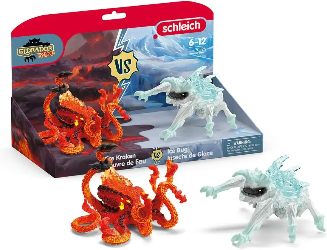Schleich 70826 Ice Bug vs. Fire Kraken, from 7 Years ELDRADOR Creatures - Figurine, 31 x 16 x 18 cm