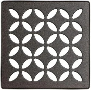 Schluter Kerdi-Drain Grate Kit with Integrated Slope Bonding Flange - Ideal for Bathroom or Wet Rooms - 4" Bronze Floral, Adjustable - KDIF4GRKTSOBD5