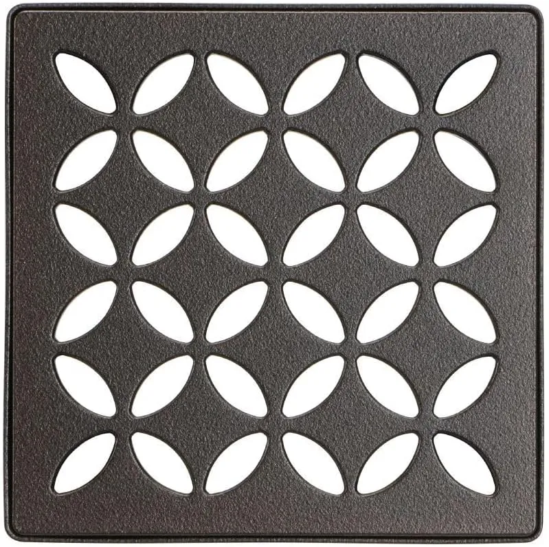 Schluter Kerdi-Drain Grate Kit with Integrated Slope Bonding Flange - Ideal for Bathroom or Wet Rooms - 4" Bronze Floral, Adjustable - KDIF4GRKTSOBD5