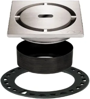 Schluter Kerdi-Drain Grate Kit with Integrated Slope Bonding Flange - Ideal for Bathroom or Wet Rooms - 4" Brushed Stainless Steel Pure, Adjustable - KDIF4GRKEBD8