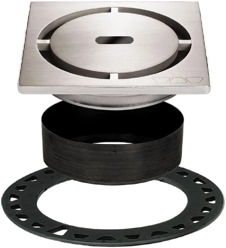 Schluter Kerdi-Drain Grate Kit with Integrated Slope Bonding Flange - Ideal for Bathroom or Wet Rooms - 4" Brushed Stainless Steel Pure, Adjustable - KDIF4GRKEBD8