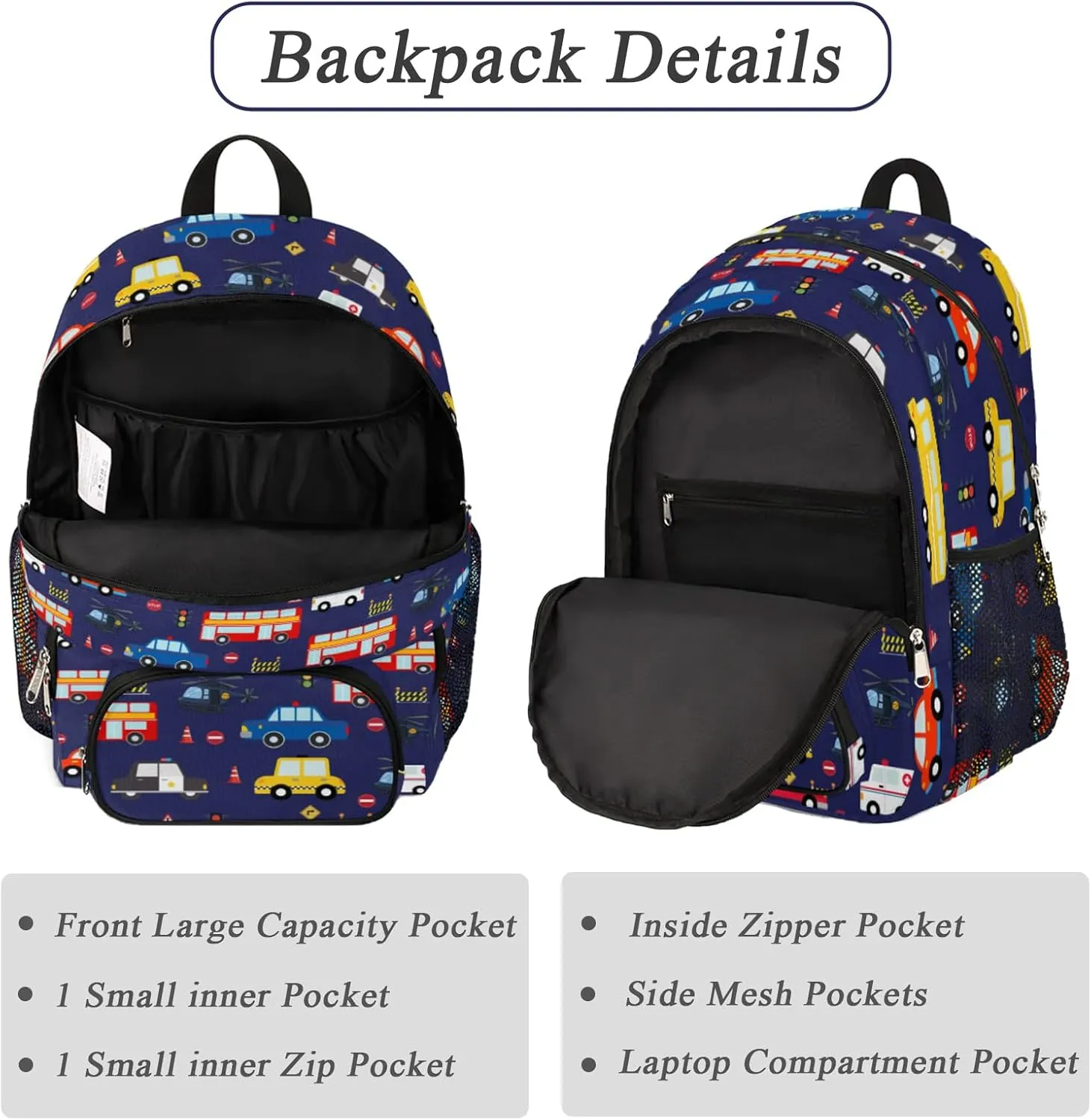 School Backpack for Boys Teens - Waterproof College School Bag Bookbag Daypack Travel Backpack for Woman Man,Car