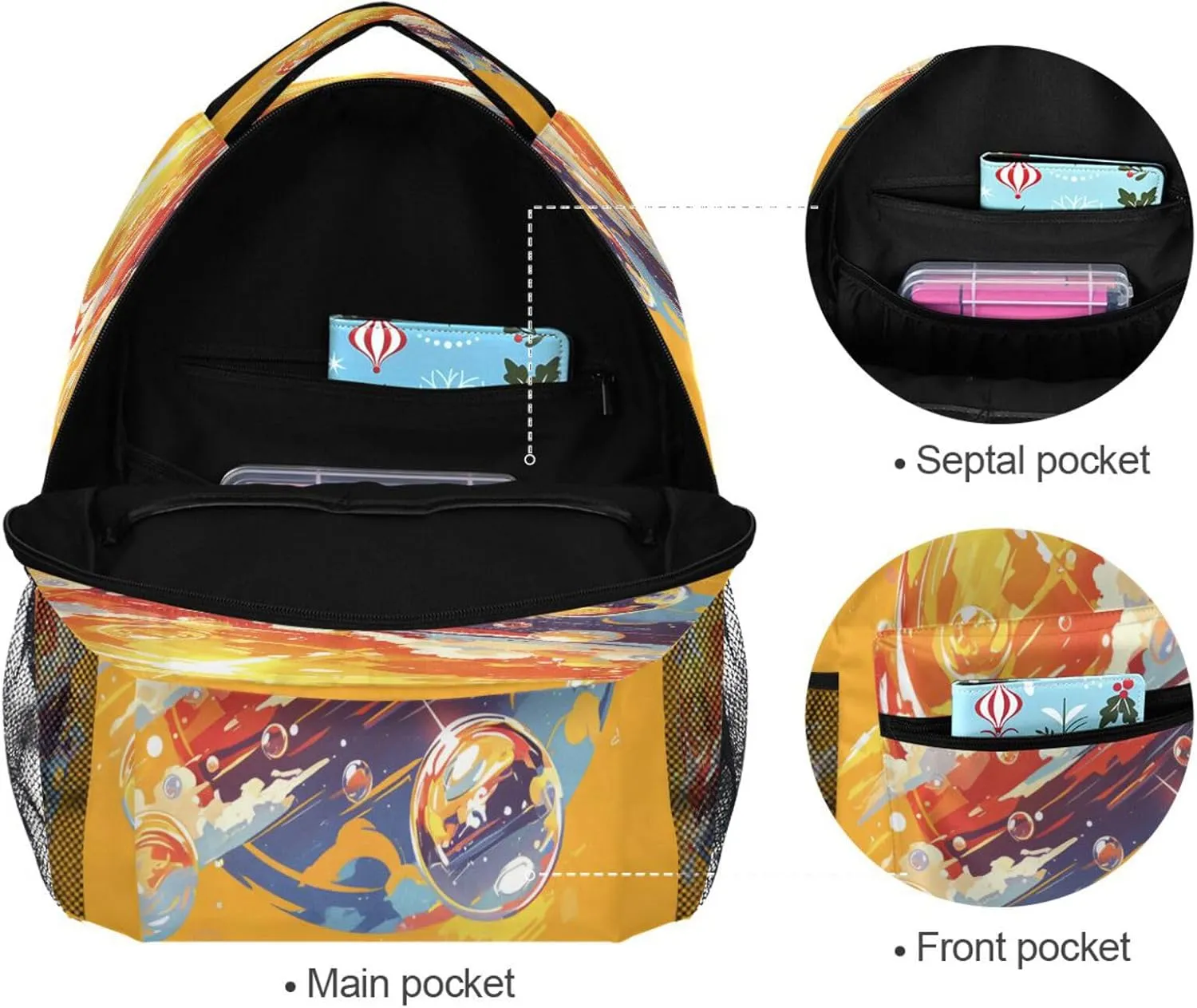 School Backpack for Men and Women Waterproof Backpack With Water Bottle Pocket with Chest Strap for Business Work College Travel Trip Squash (summer) Style