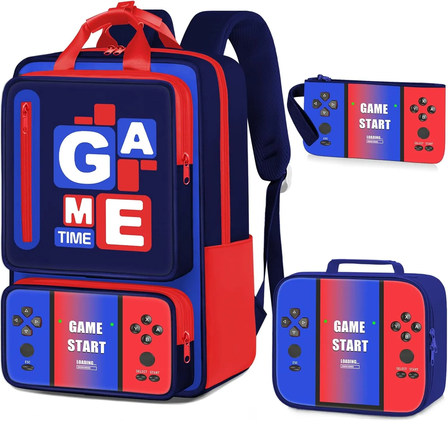 School Backpacks for Boys - 3PCS Gamer Boys Backpack with Lunch Box Set,Multifunctional Bookbag for Kids Teens Elementary Middle High School,17" Bookbag for Travel and Daily Use
