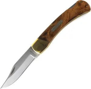 Schrade Old Timer 6OTW Golden Bear 8.7in S.S. Traditional Lockback Folding Knife with 3.9in Clip Point Blade and Wood Handle for Outdoor, Hunting, Camping and EDC