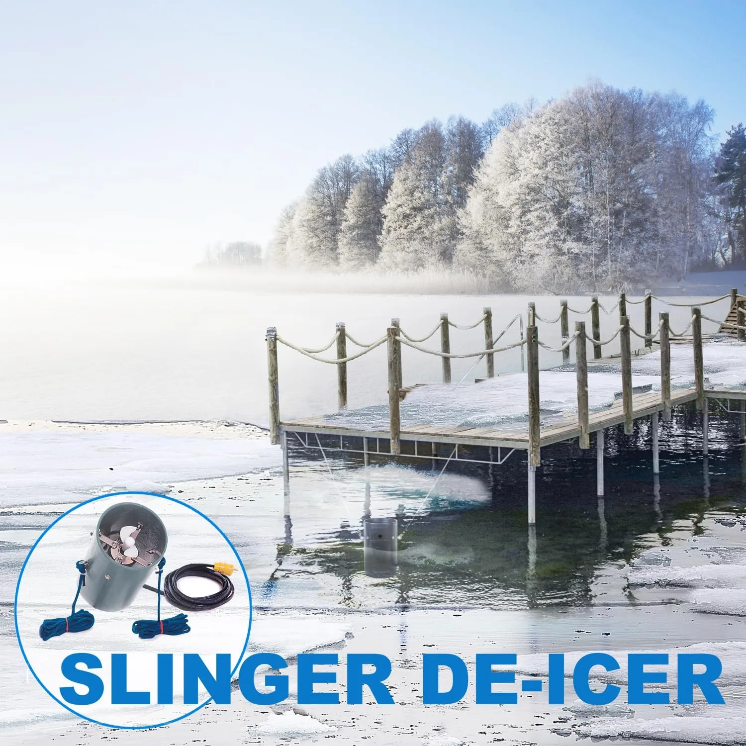 Scott Aerator Slinger De-Icer for Lakes & Ponds | 3/4 Horse Power 230V Stainless Steel | 100 ft. Electric Corded Cable Included | Made in USA