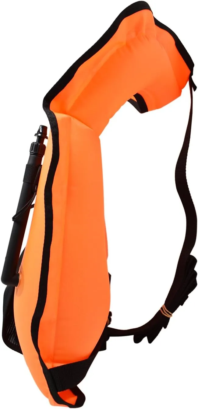 Scuba Choice Adult Snorkel Vest with Front Pocket, Safety Whistle & Adjustable Strap, Lightweight Inflatable Swim Vest, Portable Snorkeling Gear for Adults Over 200lbs, Buoyancy Aid, Orange X-Large