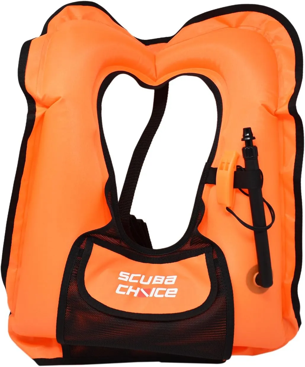 Scuba Choice Adult Snorkel Vest with Front Pocket, Safety Whistle & Adjustable Strap, Lightweight Inflatable Swim Vest, Portable Snorkeling Gear for Adults Over 200lbs, Buoyancy Aid, Orange X-Large