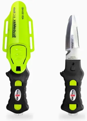 ScubaMax Compact Scuba Diving Knife, Stainless Steel Blunt Tip BCD Knife, 420 Stainless Steel Blade, Compact Knife for Scuba Diving, Outdoor, & Survival Use