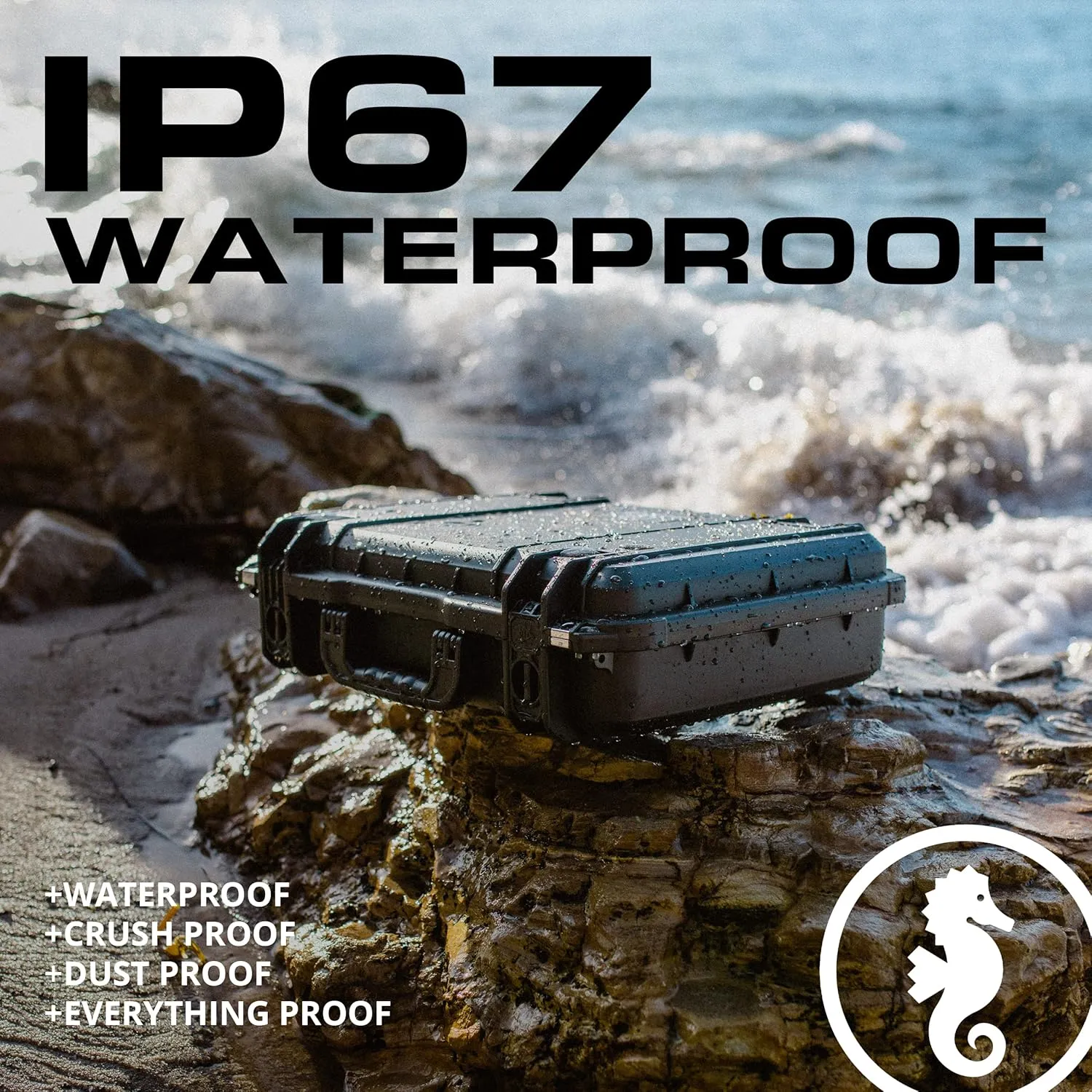 Seahorse 130 Heavy Duty Protective Dry Box Case - TSA Approved/Mil Spec / IP67 Waterproof/USA Made for Cameras, Action Cameras, Ammo, First Aid Kits