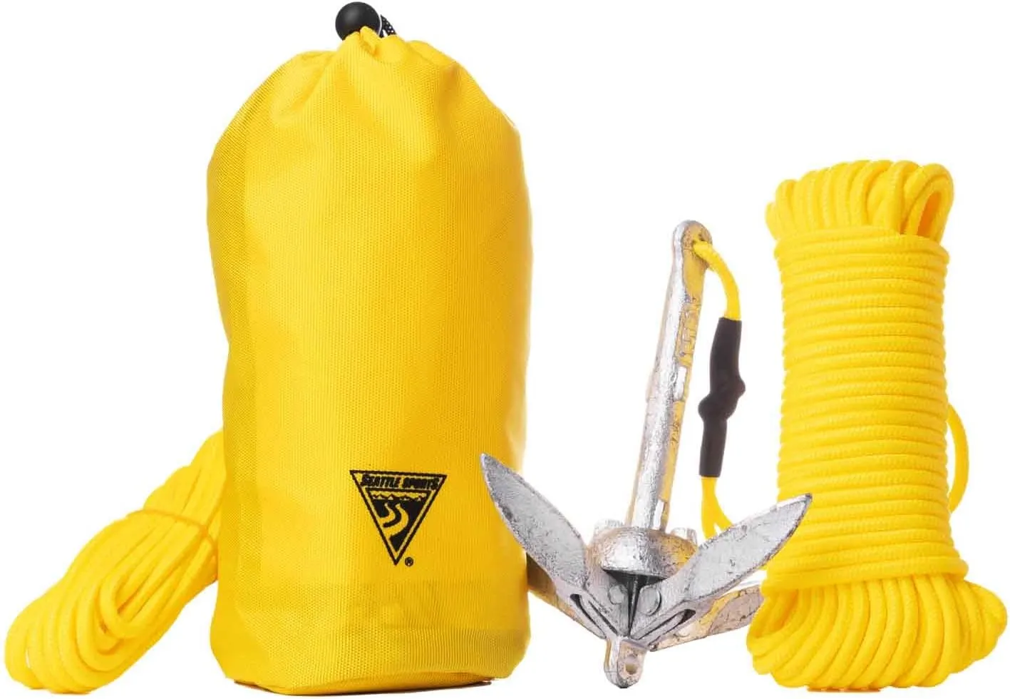 Seattle Sports Kayak Anchor System with Folding Anchor, 50ft Rope, Ring, 2 Carabiners, Folding Anchor Anchor - Includes Drawstring Storage Sack for Convenient Travel (1.5 and 3.25 lb)