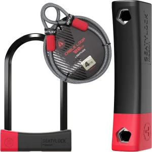 Seatylock Mason Bike U Lock and Locking Cable Kit - Patented Heavy Duty Anti Theft Diamond Secure ULock - Ultra Security Bicycle Safety Tool with Keys for City Electric, Mountain Bikes and Scooters