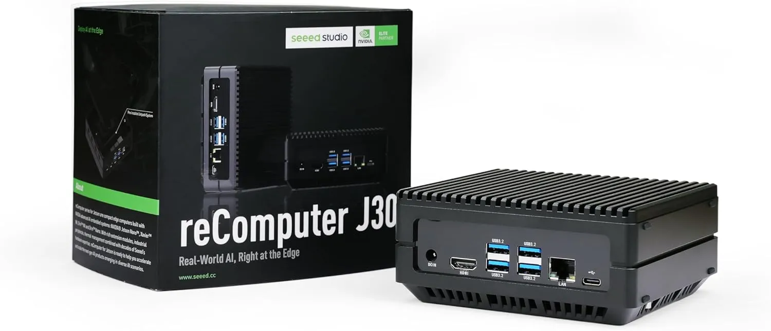 seeed studio NVIDIA Jetson Orin Nano 8GB Edge AI Device (Support Super Mode - reComputer J3011, 4xUSB 3.2, M.2 Key E & Key M Slot, pre-Built Jetpack 5.1.1(Super with JP6.2)