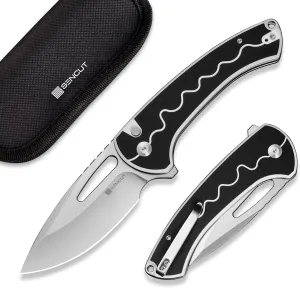 SENCUT Squiggy Pocket Knife, Camping Folding Knife with 3.89'' 9Cr18MoV Blade & G10 Handle, Reversible Clip for EDC Hiking S24082A-1 (White/Black)