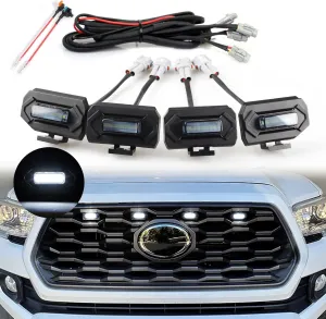Seven Sparta Upgraded 4 PCS Grill Lights Compatible with 2020-2023 Toyota Tacoma Off Road & Sport OEM Grille Aftermarket Grille Light with Two Fuse Adaptors